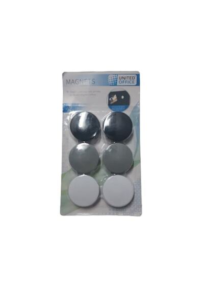 SOHO Colored Magnets, 6 Pieces, 25 mm Diameter, Black-White