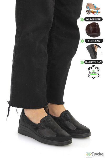 Forelli Kadın Hakiki Deri Düz Taban Ortopedik Şık Günlük Anne Ayakkabısı F5KZ...