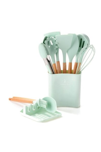 OEM Комплект от 13 кухненски прибора Tiessa, силиконови, бамбукови дръжки, по...