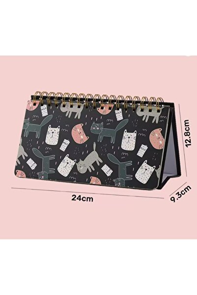 BABUN Pastel Color Cat Colorful Page Ring Binder Horizontal Desktop Weekly Planner Notebook Agenda 52 Weeks