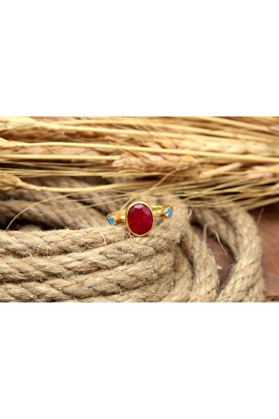 alpsilverart 925 Ayar Gümüş Doğal Yakut Taşlı El İşi Yüzük | Zarif Kadın Takı