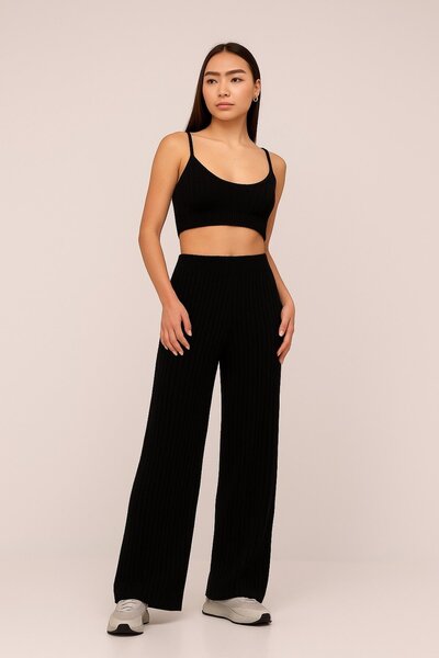 HAKKE Belt Bagged Ribbed Knitwear Pants