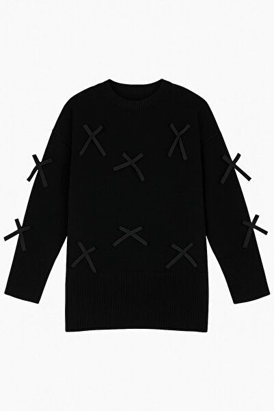 HAKKE Acrylic bow detail knitwear tunic