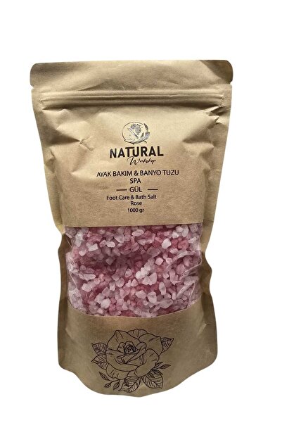Doğal ayak bakımı ve banyo tuzu, gül aroması, 1000 gram