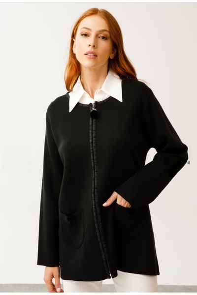 Butik Triko Jacket with Silvery Pompons