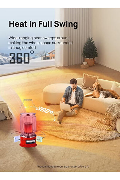 TOSCANA U 2000W Electric Heater for Home Winter 360 Degree Heater with Circular Drying Band for Red Cloth