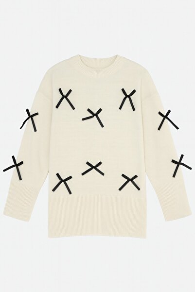 HAKKE Acrylic Bow Detail Knitwear Tunic