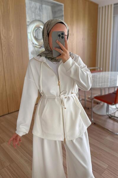 Ka Hijab Σετ Modal με Φαρδύ Παντελόνι - Λευκό