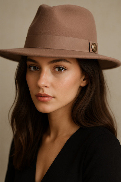 CosmoOutlet Panama Fedora Trilby Classic Model Adjustable Camel Hair Color Women's Hat