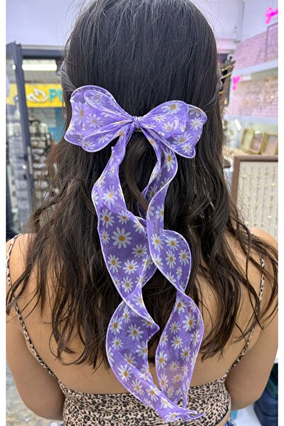 AresTokaAksesuar papatya desenli uzun kuyruklu otomatik klipsli organze tül f...