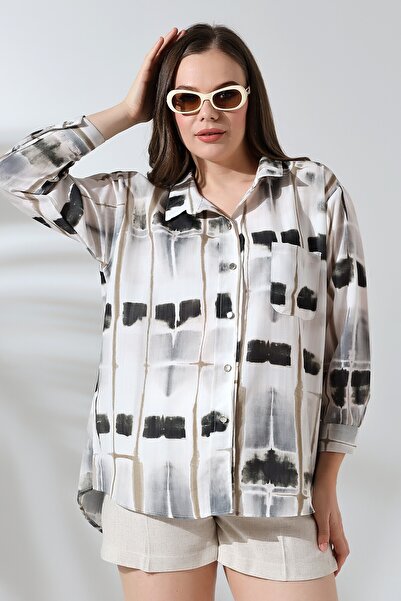 Lir Women's Wide Placket Half Sleeve Shirt Black