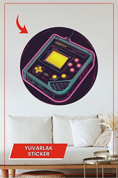 KOSS Dijital Autocolant rotund cu design neon retro pentru consolă portabilă ...