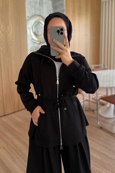 Ka Hijab Modal Suit with Baggy Pants - Black