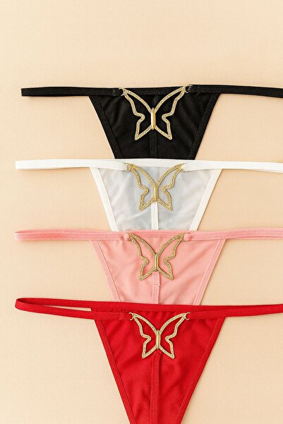 Oprah Kadın Kelebek Aksesuarlı 4 Lü Paket Külot