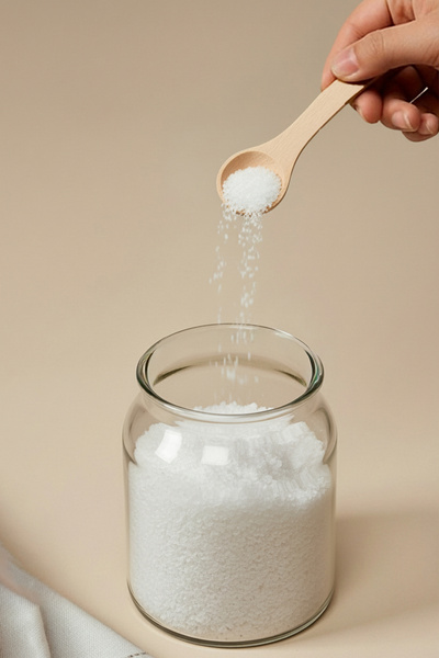 KHAKMA Set of 3 Transparent Glass Spice Jars with Wooden Lids - Dark Color Wooden Stand - 250 ml Volume