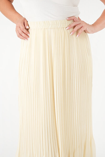 Guzella Kanun Pi̇li̇se Satin Striped Skirt with Ruffle Skirt
