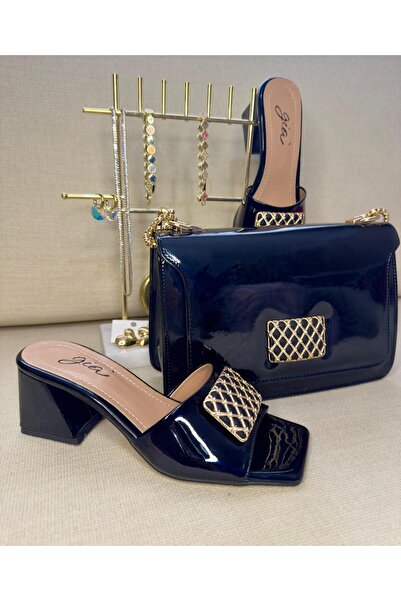 GİAccs. مجموعة من نعال بكعب عالي بألوان مختلطة مكونة من قطعتين