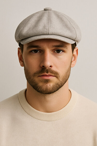 CosmoOutlet Men's Beige Classic British Style Woolen Cap Hat