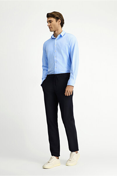 Kiğılı Slim Fit Dar Kesim Beli Lastikli İpli Klasik Kumaş Pantolon