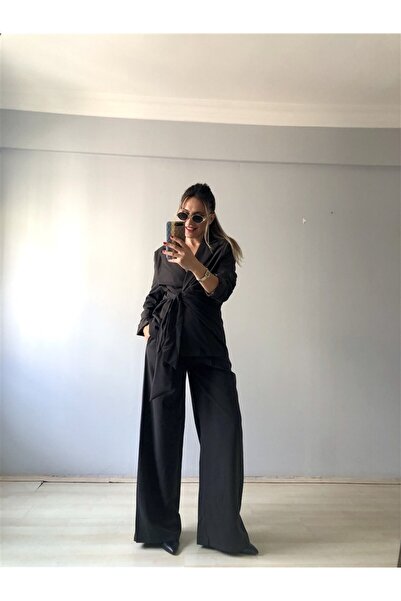 Gözde Tasarım Butik Women's Dark Brown High Waist Loose Wide-Leg Premium Palazzo Polyviscose Fabric Pants