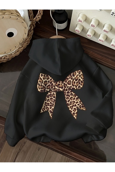 GALASHOP Basit kelebek desenli kızlar için kapüşonlu sweatshirt