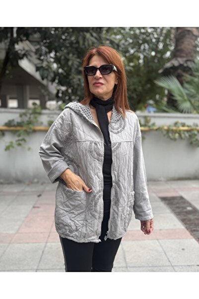 DenizEge Guipure Detail Jacket Stone