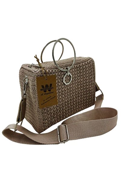 Wowolayn el örgüleri Metal Saplı Makrome Kutu Çanta