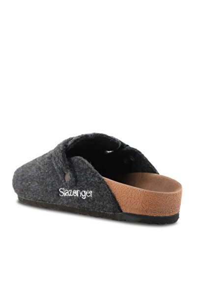 Slazenger Trendy Unisex Kadın Erkek Eva House İndoor Keçe Önü Kapalı Terlik Füme