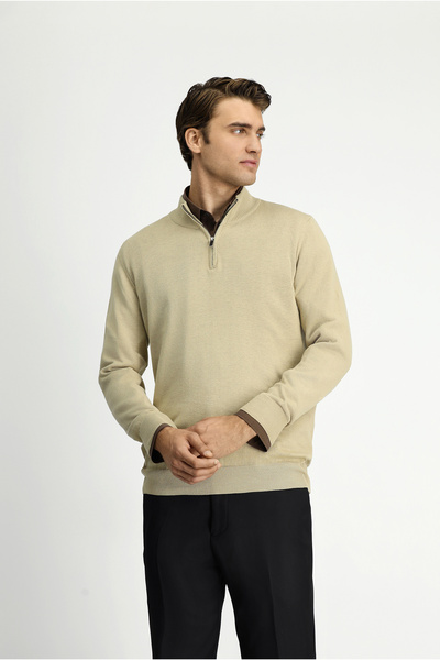 Kiğılı Half Turtleneck Regular Fit Zippered Cashmere Sweater