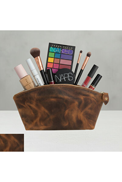 Luqa Leather Handmade Luxury Genuine Leather Makeup Bag – Multifunctional, St...