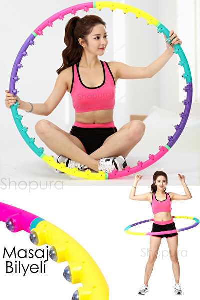 Shopura Masajlı 8 Parça Çember Hulahop |Bilyeli Pilates Çemberi