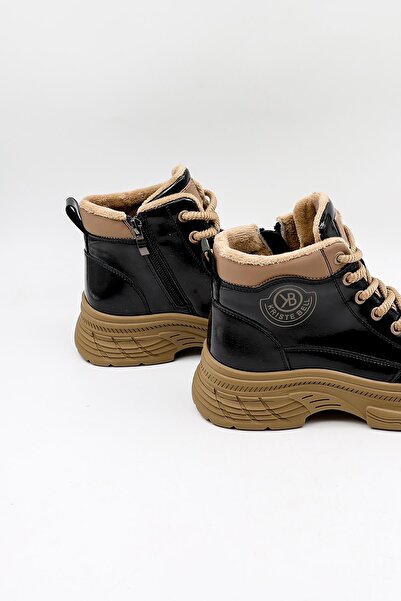 KRISTE BELL KristeBell İthal Bağcıklı İçi Kürklü Kadın Spor Bot 2014 - Siyah Rugan - 36