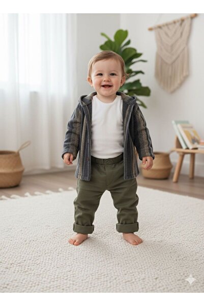 favorimkids Striped Cotton Hooded Sweatshirt Top and Bottom Set Baby Kids -3-