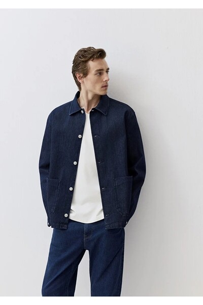 Mavi Чоловіча сорочка темно-синього кольору з двома кишенями Dark Indigo Jean Shirt 0211651-85481-Std