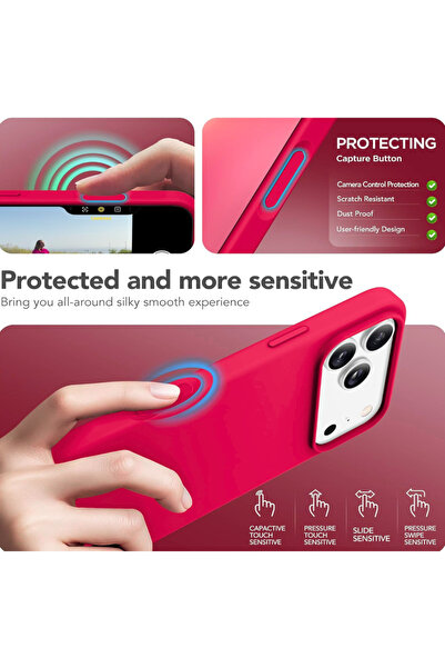 Generic Soft Silicone Phone Case Camellia Red for 17 Pro with Free Screen Protector