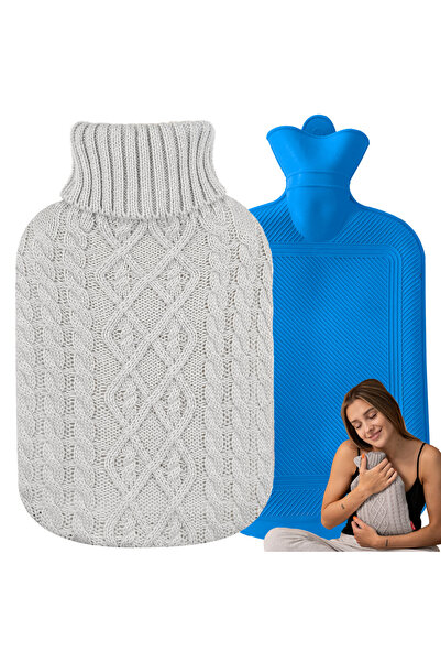 zola Perna pentru apa calda, capacitate 2l, din cauciuc, model crosetat, gri