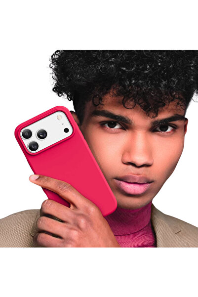 Generic Soft Silicone Phone Case Camellia Red for 17 Pro with Free Screen Protector