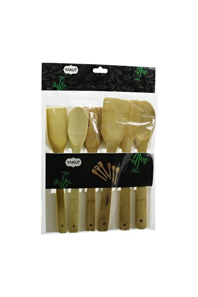 isometric 6 Parça Komple Bambu Mutfak Kepçe Seti