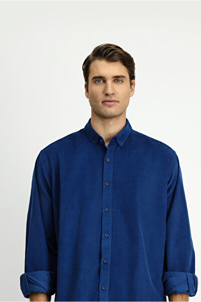 Kiğılı Long Sleeve Regular Fit Sports Buttoned Lapel Cotton Velvet Shirt