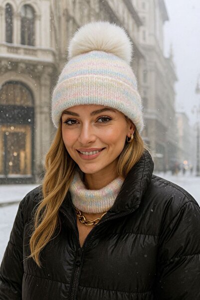 FELLMENS Ecru Pompom Women's Beret