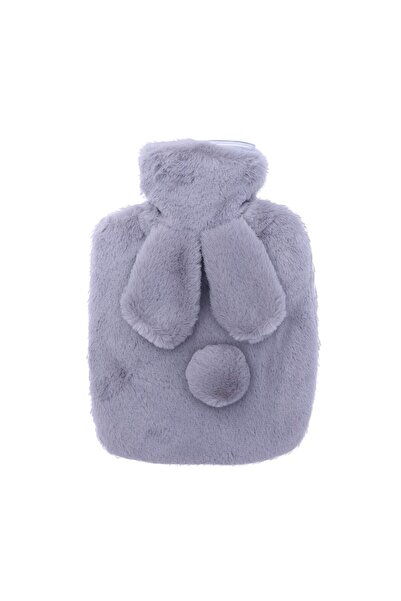 zola Hot water pillow, 2 l capacity, made of rubber, fluffy bunny pattern cov...