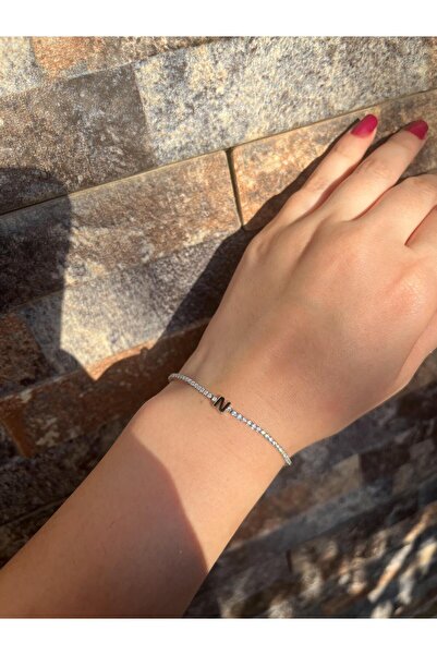 bijoux uniques سوار أنيق من الفولاذ على شكل حرف N