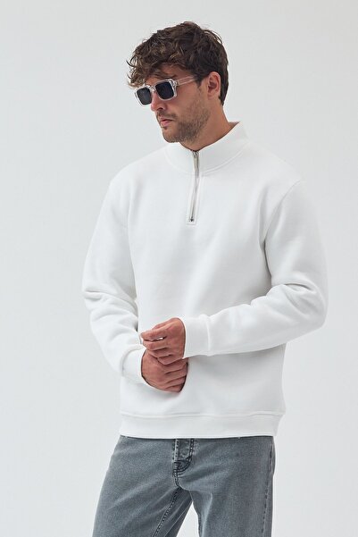 SEDİRLİ سويت شيرت للجنسين كبير الحجم مصنوع من القطن مع بطانة من الصوف وسحاب ن...