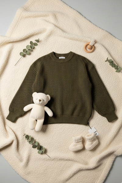 gogo bici Children-Baby Knitwear Holiday and Seasonal Sweater Sweater Khaki