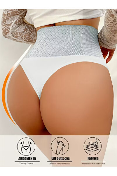 NADIA Chiloti Modelatori Tanga, Model Nou, Culoare Alba, Masura XL