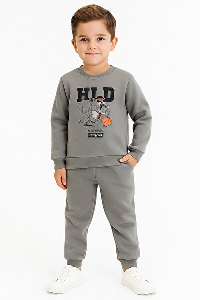 mb kids Set de trening pentru băieți, cu imprimeu de veveriță, cu fleece în i...