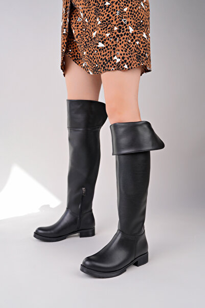 RoseVeno Kadın Fermuarlı Siyah Çizme