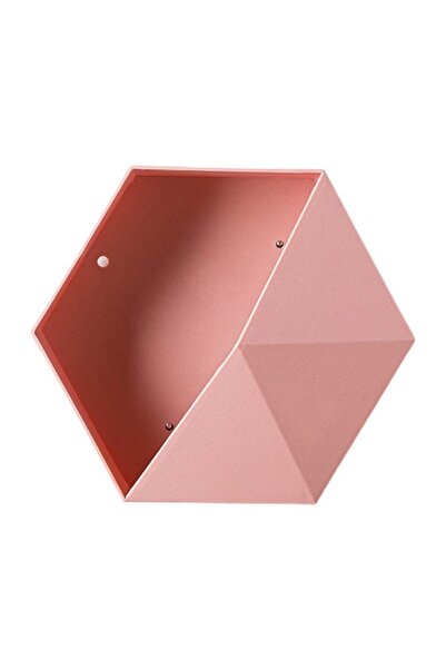 PadForce Raft de perete hexagonal, spațiu decorativ pentru plante, ceasuri, 26,5 × 23 × 6,5 cm - roz