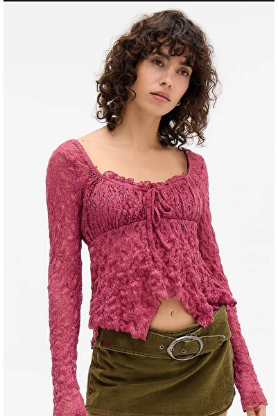 MAXLEVEL MODA بلوزة دانتيل شفافة