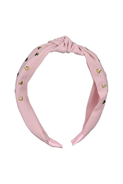 ANTBRO Bentiță pentru fete — Material textil cu nod roz și inimioare aurii